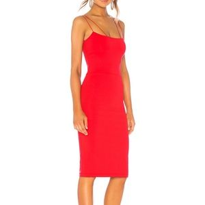 David Lerner Asymmetrical Strap Midi Dress
